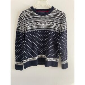 Tommy Hilfiger Wool Fair Isle Sweater Navy White Mens Medium Womens XL Wool